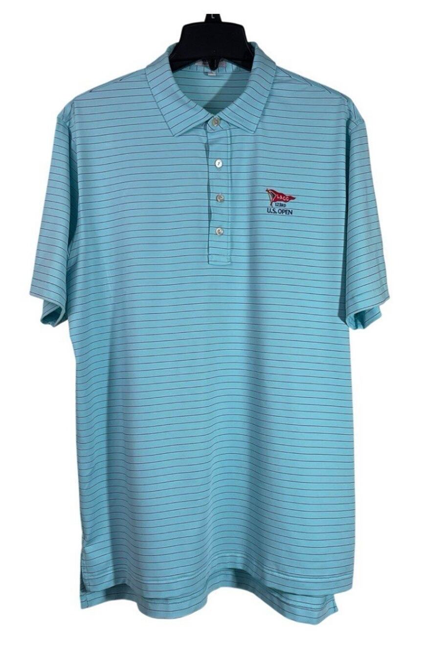 Peter Millar Summer Comfort LACC 123rd US Open Shirt Mens Large Green Golf Polo